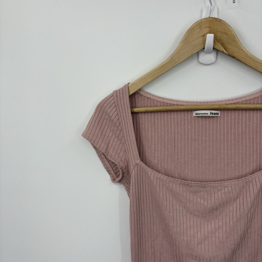 Reformation Top Small Pink Soft Crop Stretch Luxury Capsule Parisian Coquette - Picture 3 of 8
